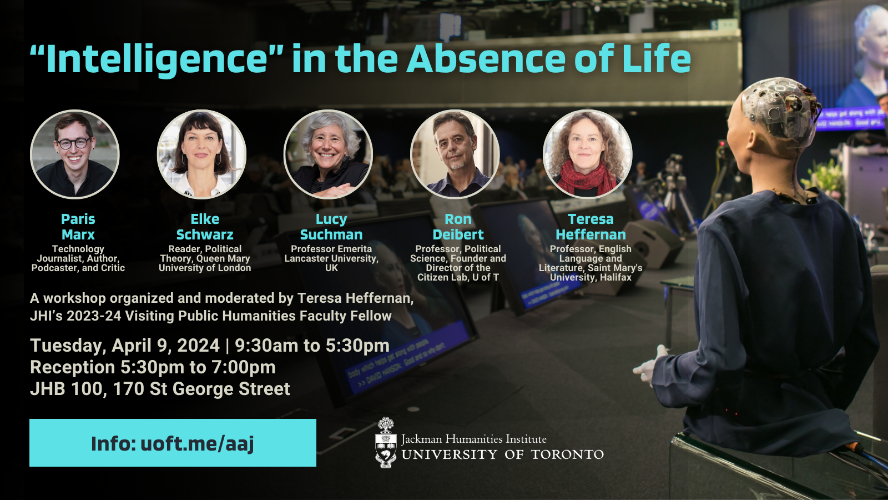 A poster promoting a workshop on Intelligence in the absence of life.